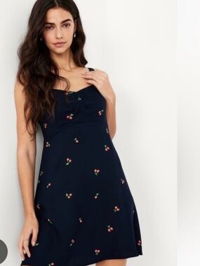 Old Navy Navy Dress with Cherry Print